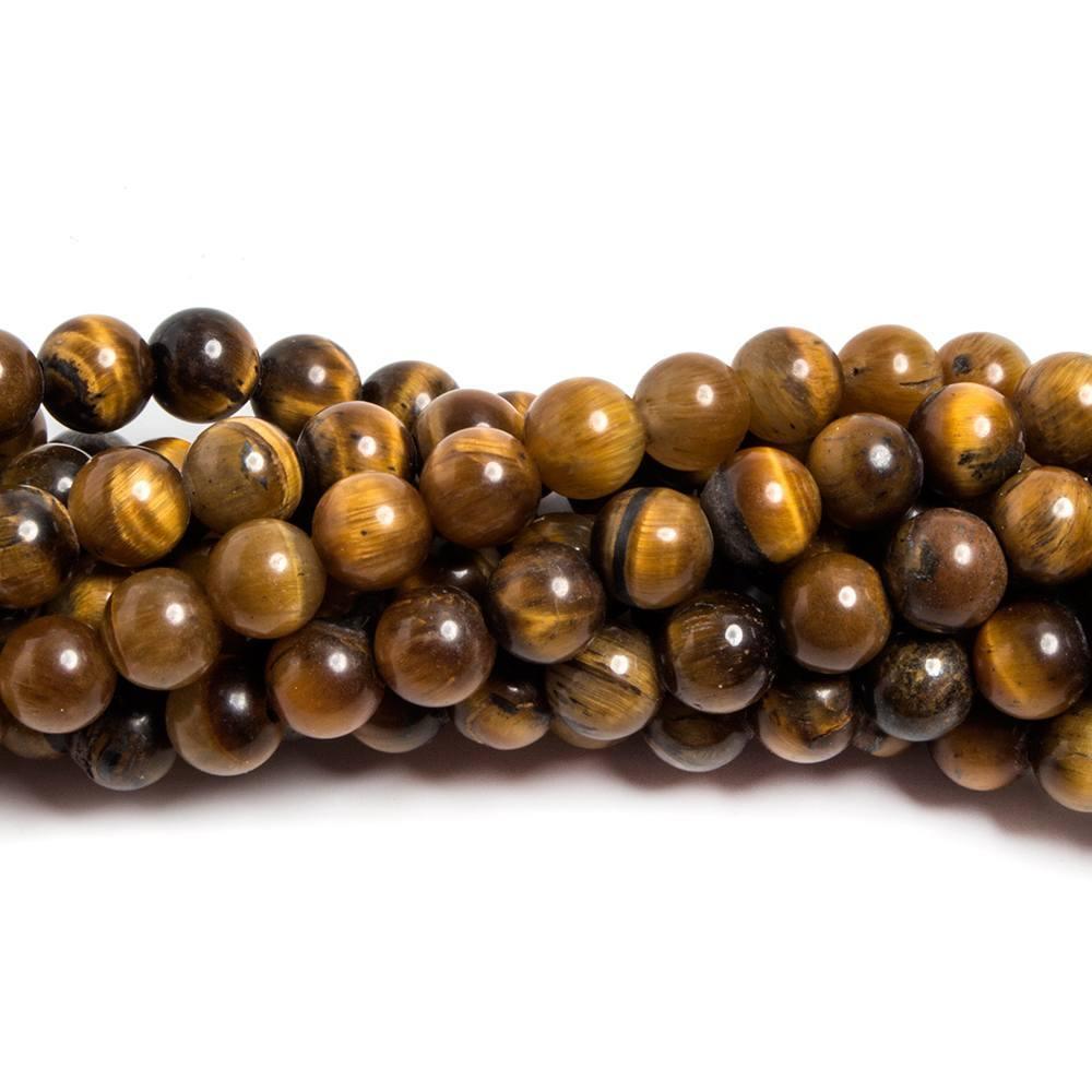 6mm Tiger's Eye plain round beads 15.5 inch 68 pieces - The Bead Traders