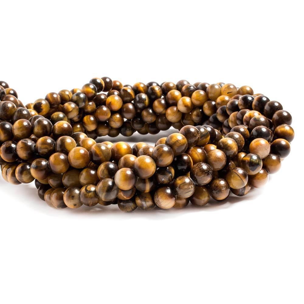 6mm Tiger's Eye plain round beads 15.5 inch 68 pieces - The Bead Traders
