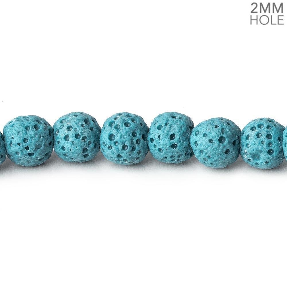 6mm Turquoise Blue Lava Rock plain rounds 16 inch 64 beads - The Bead Traders