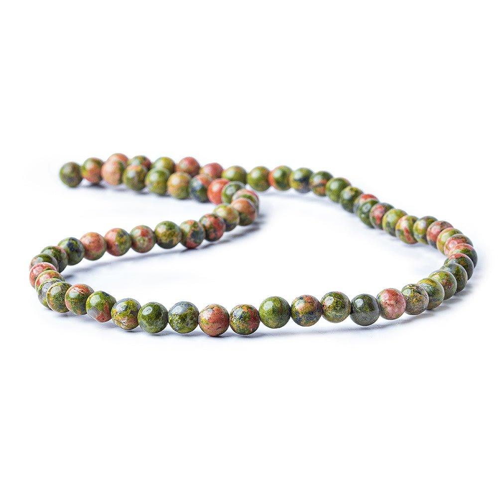 6mm Unakite Plain Round Beads, 15 inch - The Bead Traders