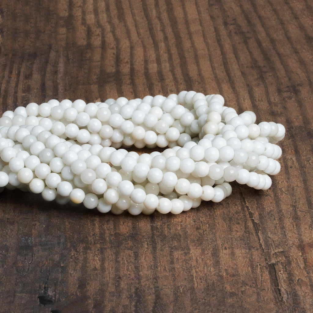 6mm White Jade Plain Rounds 15 inch 65 beads - The Bead Traders