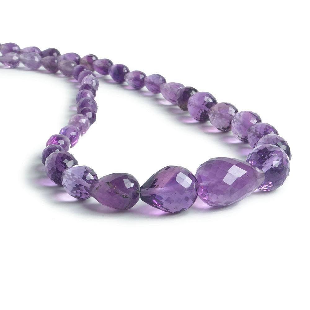 6x4-15x10mm Amethyst straight drilled faceted teardrops 15 inch 48 beads - The Bead Traders