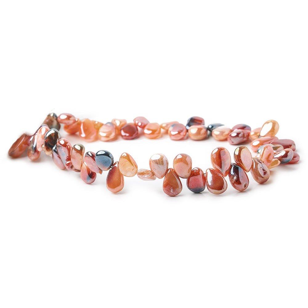 6x4-7.5x5mm Metallic MultiColor Agate plain pear beads 8 inch 53 pieces - The Bead Traders