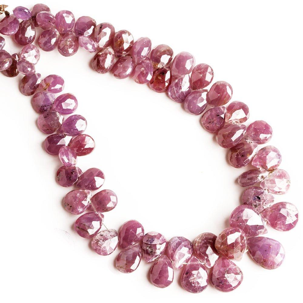 6x5mm-10x8mm Ruby Faceted Pear Beads 8 inch 65 pieces - The Bead Traders