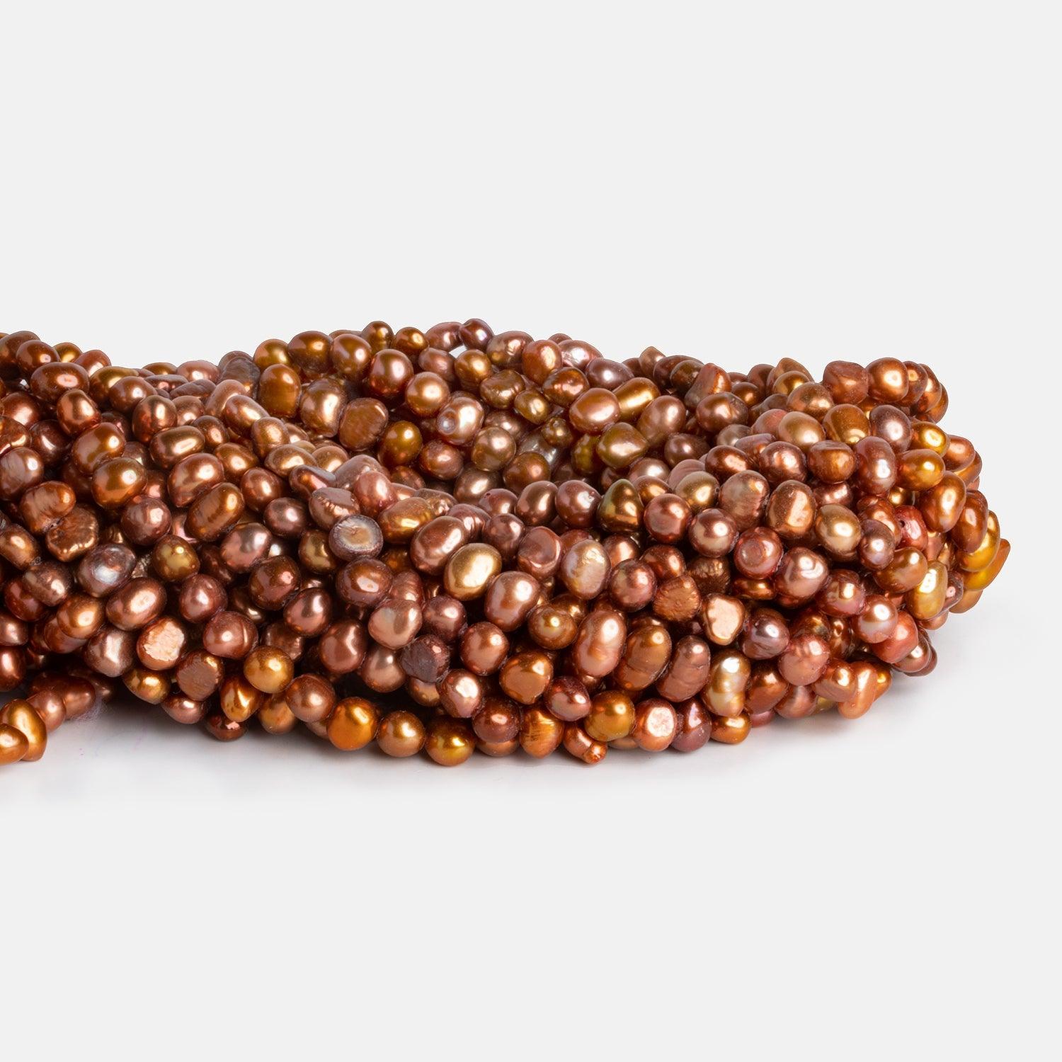 6x5mm Blush Brown Baroque Pearls 15 inch 80 pieces - The Bead Traders