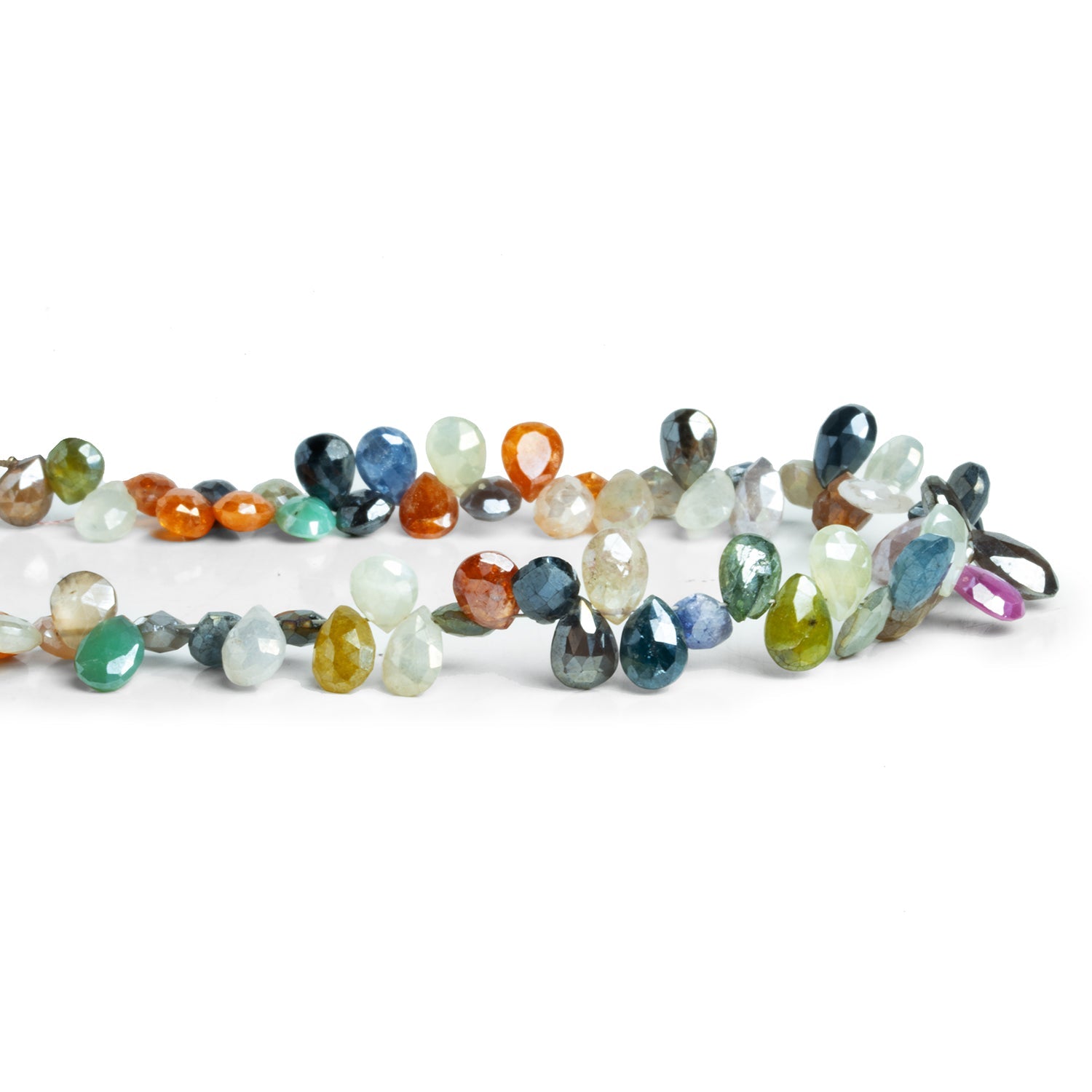 6x5mm Mystic Multi Gemstone Faceted Pears 8 inch 65 beads - The Bead Traders