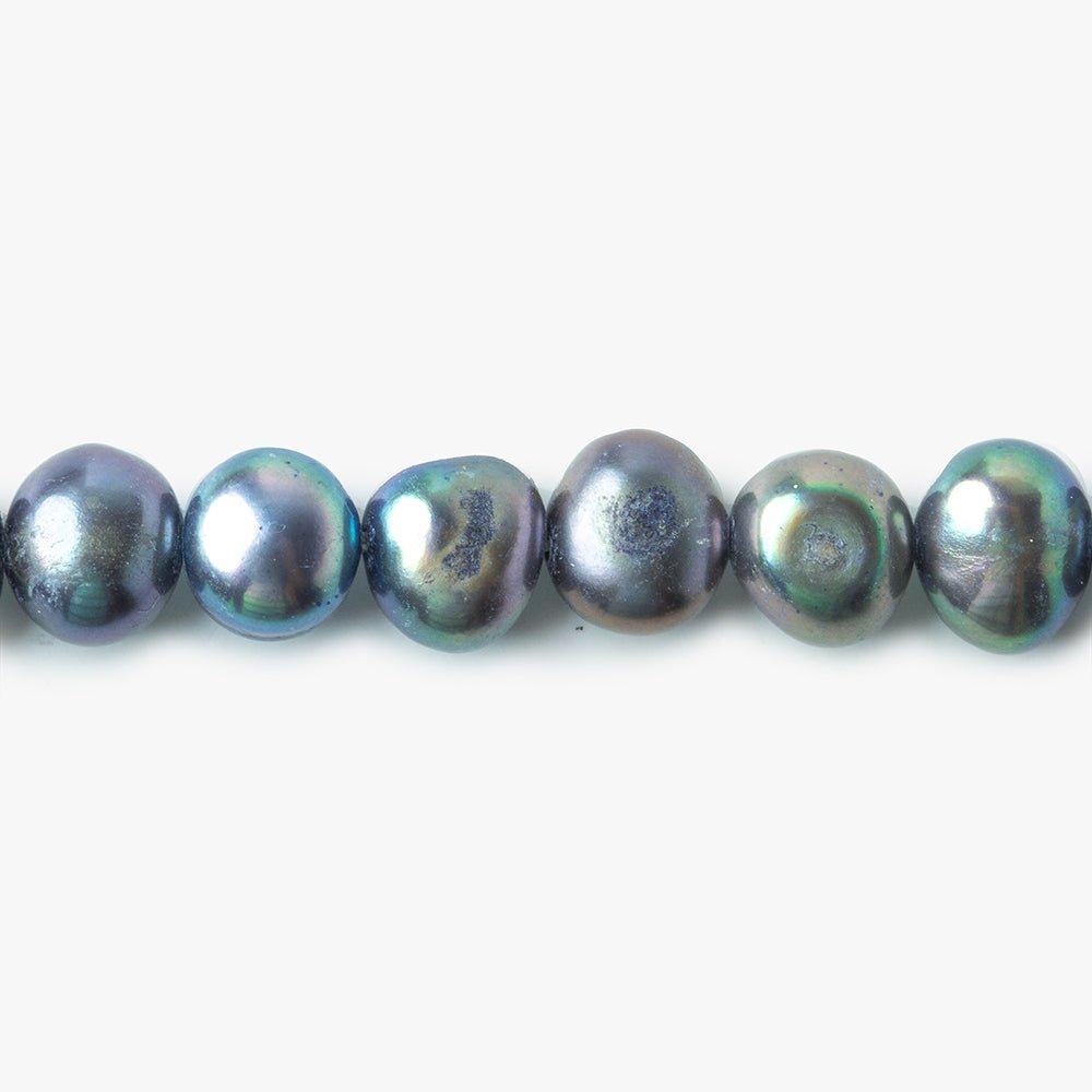 6x5mm Peacock Teal Baroque Side Drilled Freshwater Pearls 16 inch 77 pieces - The Bead Traders