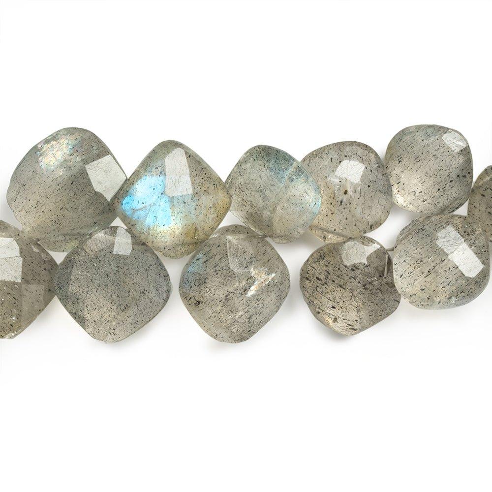 6x6-10x10mm Labradorite Corner Drilled Faceted Pillows 8 inch 53 beads - The Bead Traders