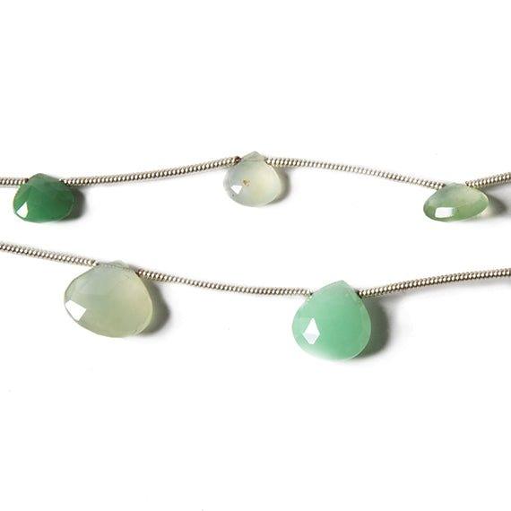 6x6-10x11mm Chrysoprase Faceted Heart 12 inch 13 Beads, Set of 2 strands - The Bead Traders