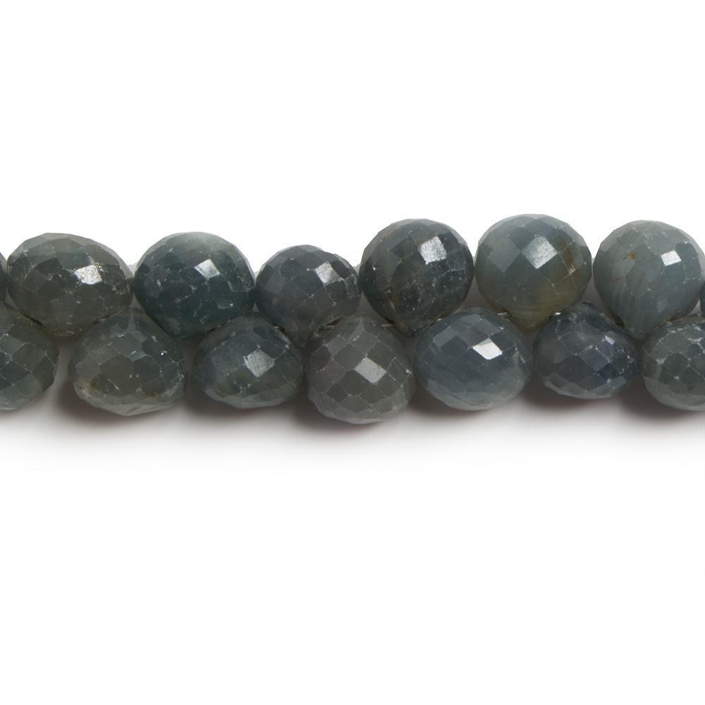 6x6-9x9mm Green Blue Sapphire Faceted Candy Kiss Beads 8 inch 51 pcs - The Bead Traders