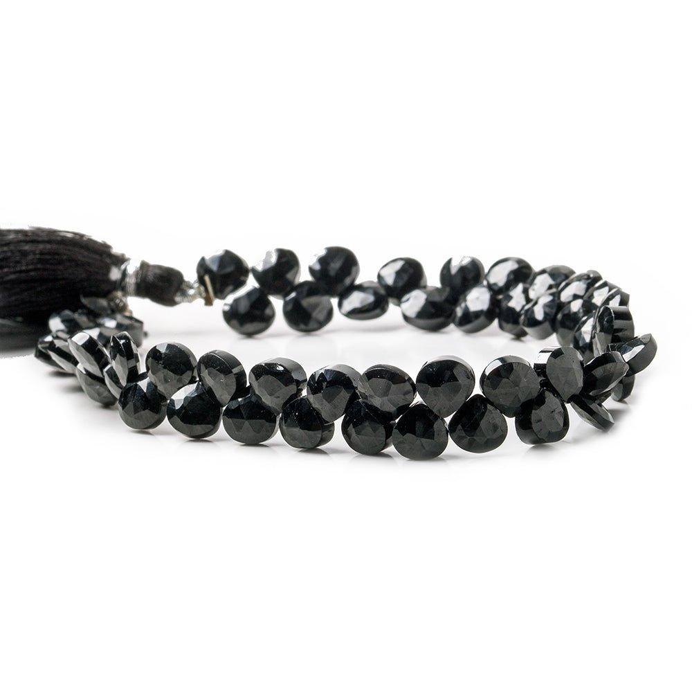 6x6mm Black Spinel Faceted Heart Beads 8 inch 54 pieces - The Bead Traders