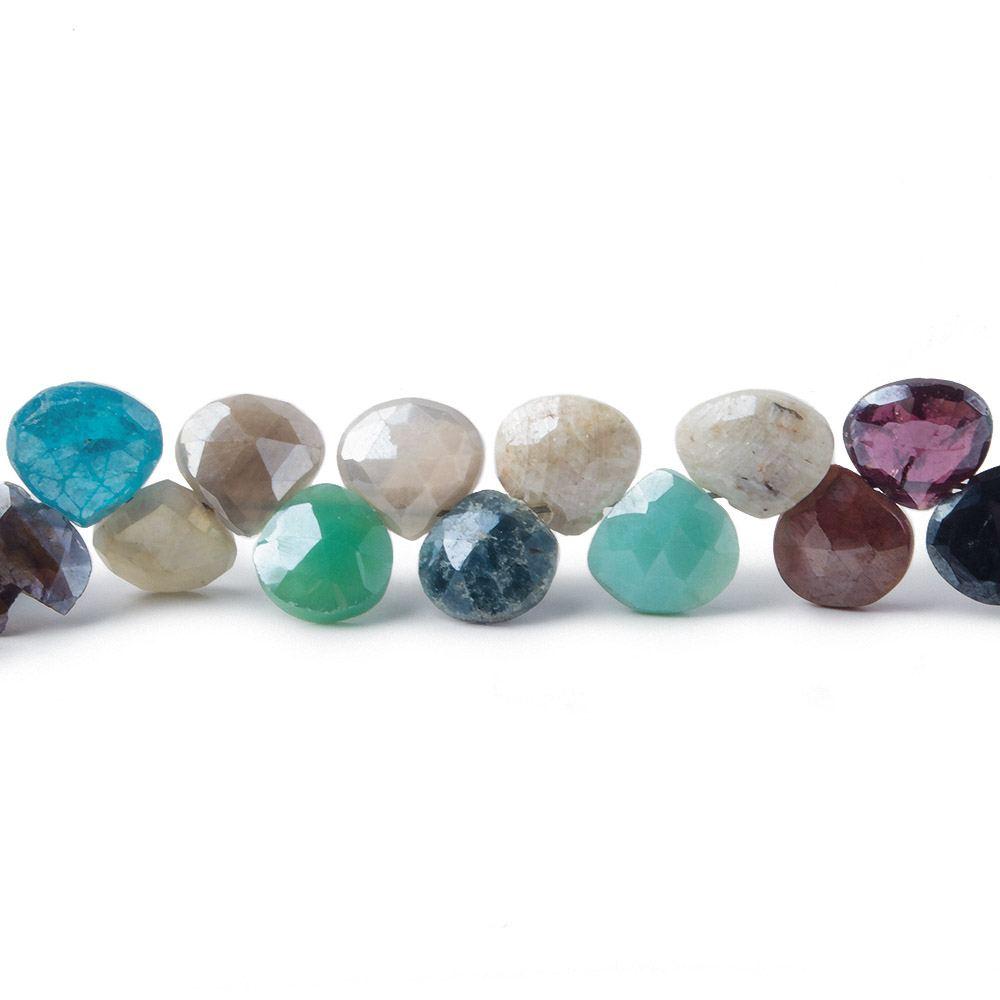 6x6mm Mystic Multi-Gemstone faceted hearts 56 pieces 8 inch - The Bead Traders