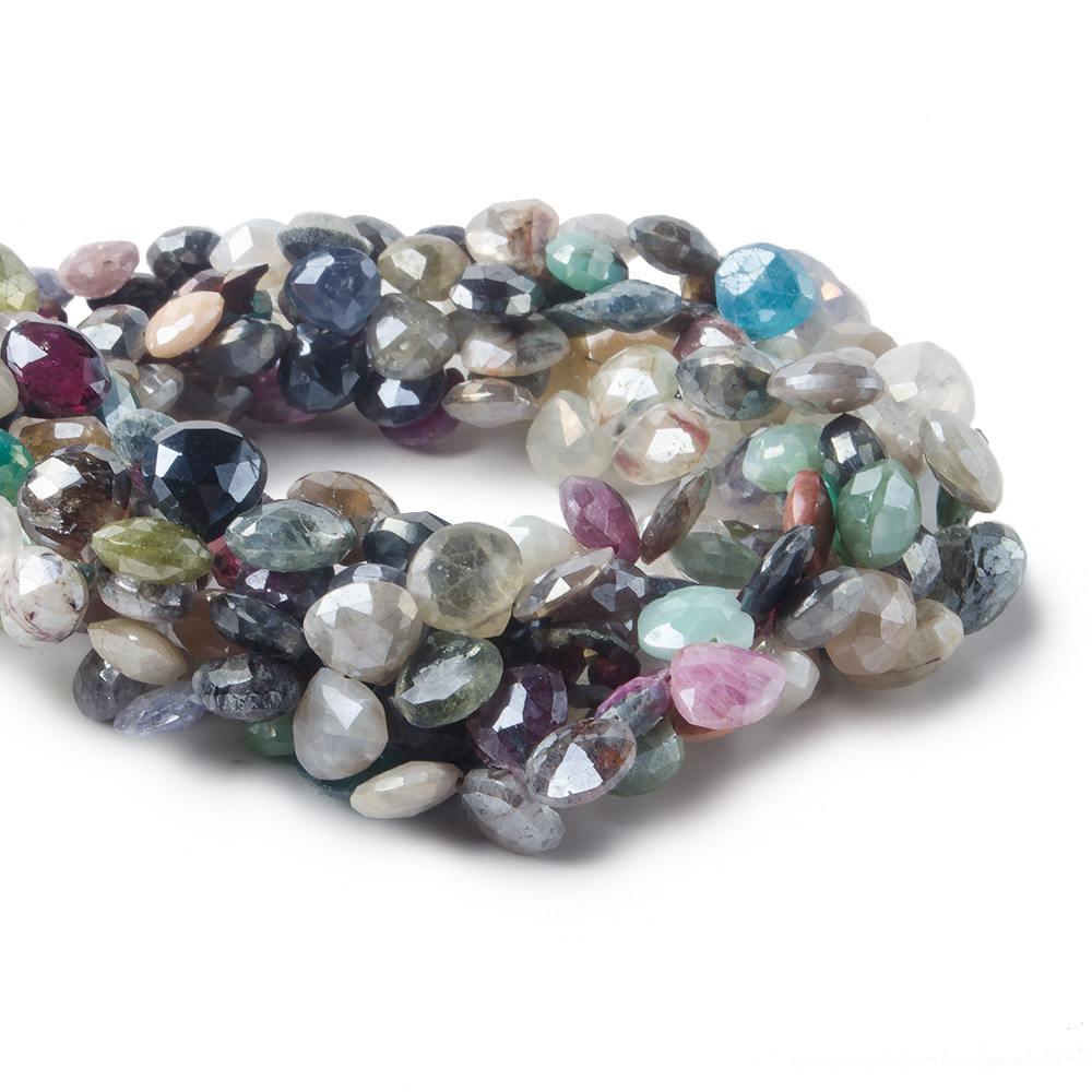 6x6mm Mystic Multi-Gemstone faceted hearts 56 pieces 8 inch - The Bead Traders