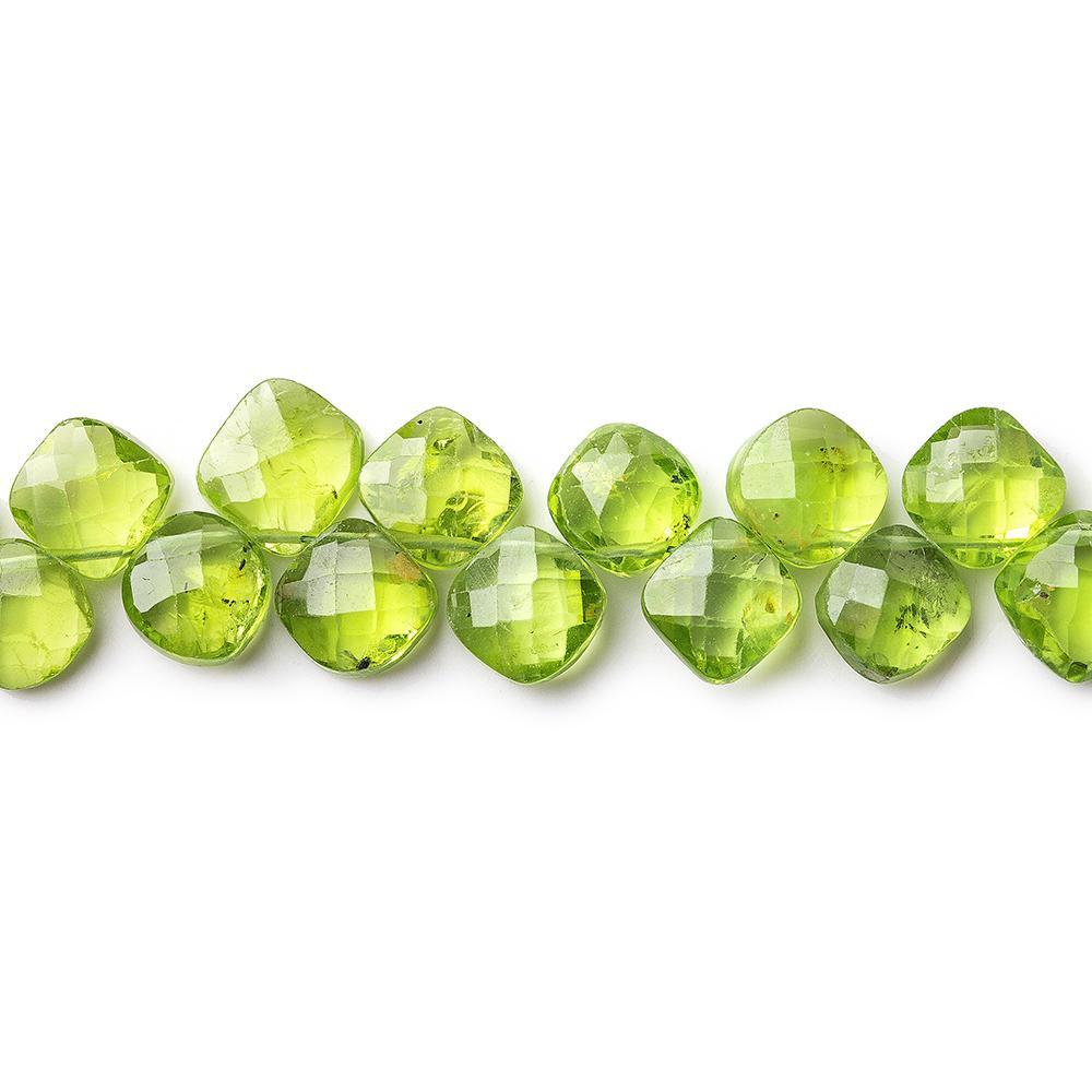 6x6mm Peridot corner drilled faceted pillow beads 7 inch 48 pieces - The Bead Traders
