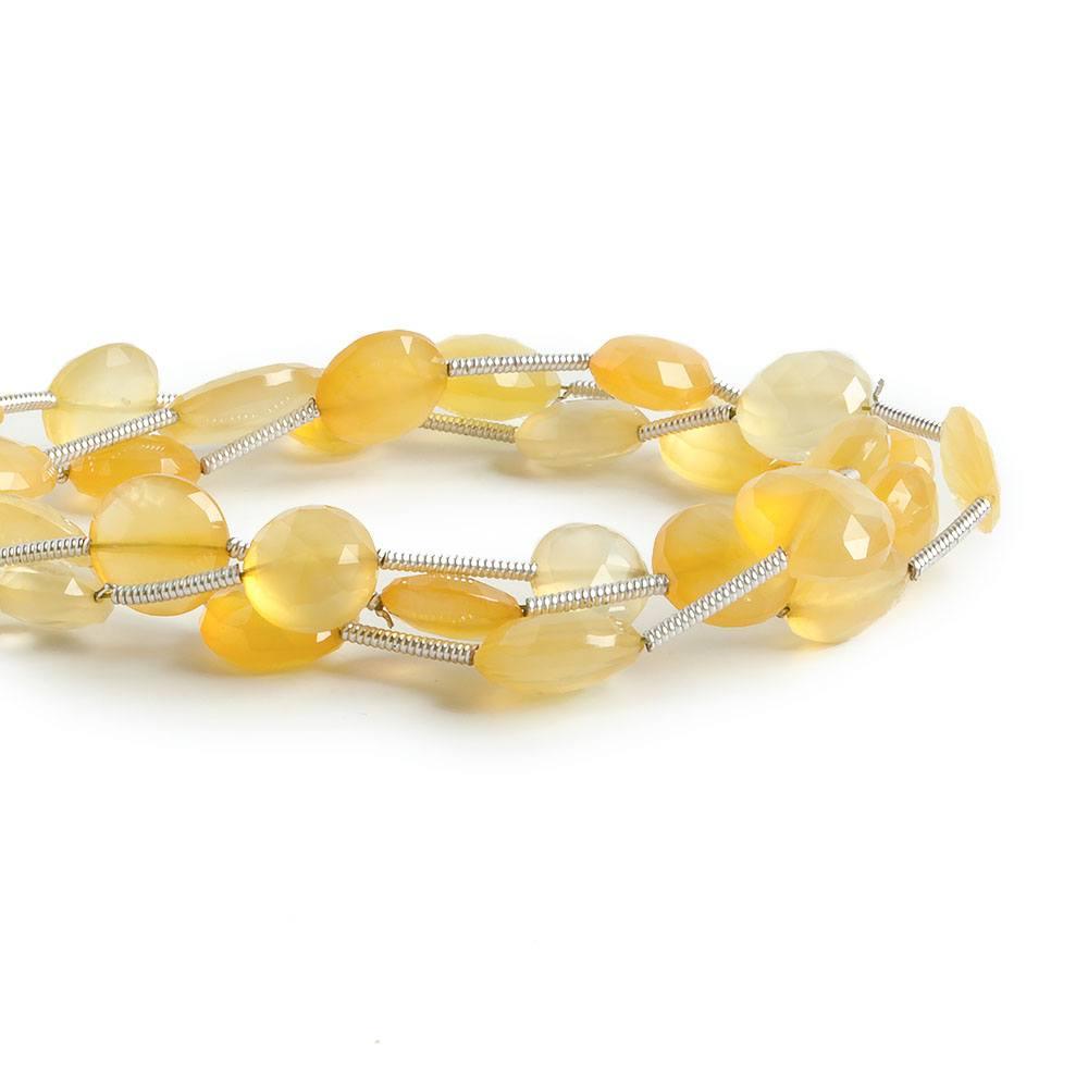 7-10mm Daffodil Yellow Chalcedony faceted coins Set of 3 strands 30 beads - The Bead Traders