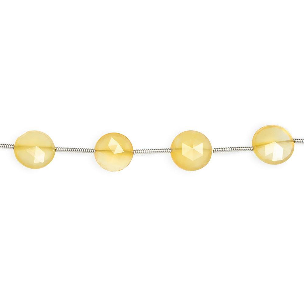 7-10mm Daffodil Yellow Chalcedony faceted coins Set of 3 strands 30 beads - The Bead Traders