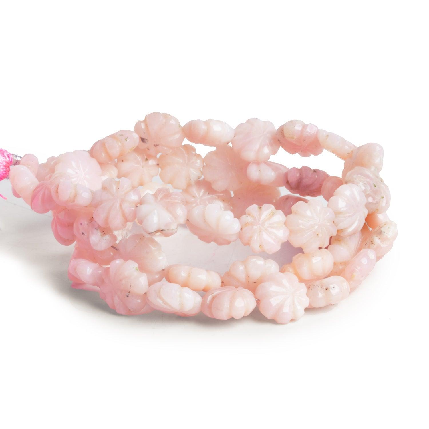 7-10mm Pink Peruvian Opal Carved Coins 16 inch 50 beads - The Bead Traders