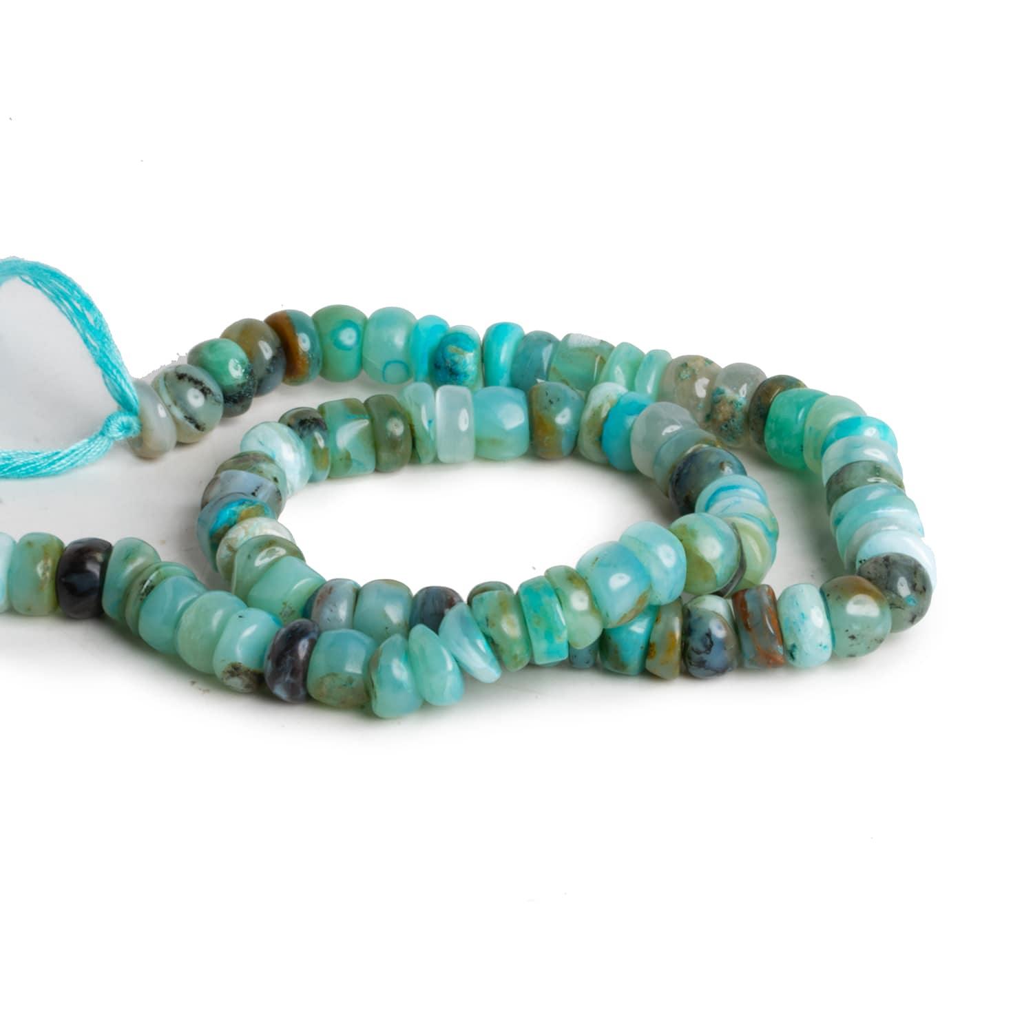 7-11mm Blue Peruvian Opal Plain Rondelles 12 inch 65 beads - The Bead Traders