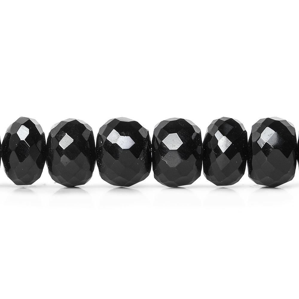 7-7.5mm Black Spinel faceted rondelles 16 inch 75 beads - The Bead Traders