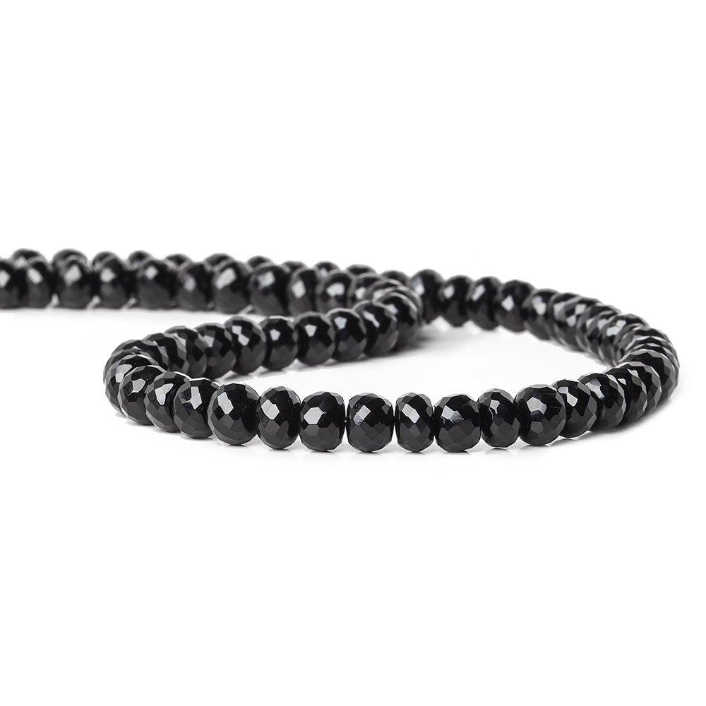 7-7.5mm Black Spinel faceted rondelles 16 inch 75 beads - The Bead Traders