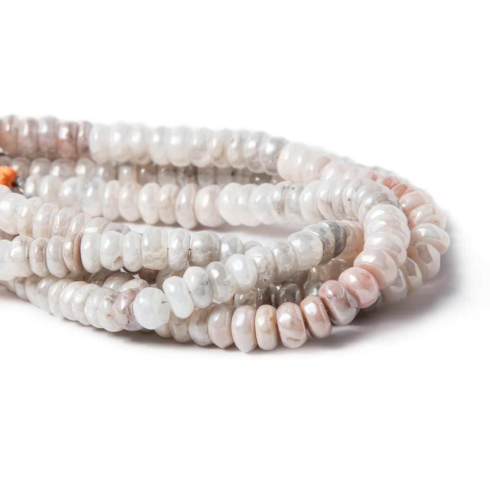 7-7.5mm Mystic Multi-Moonstone plain rondelles 8 inch 55 Beads - The Bead Traders