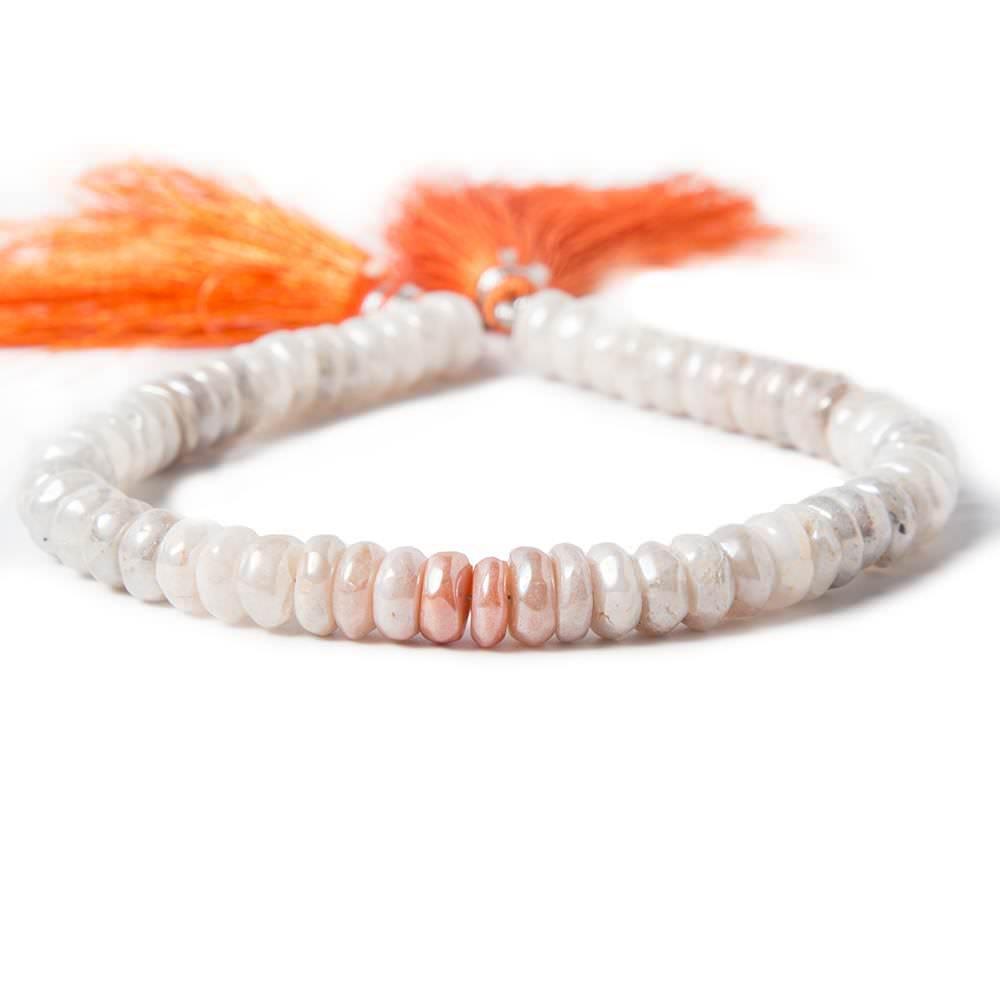 7-7.5mm Mystic Multi-Moonstone plain rondelles 8 inch 55 Beads - The Bead Traders