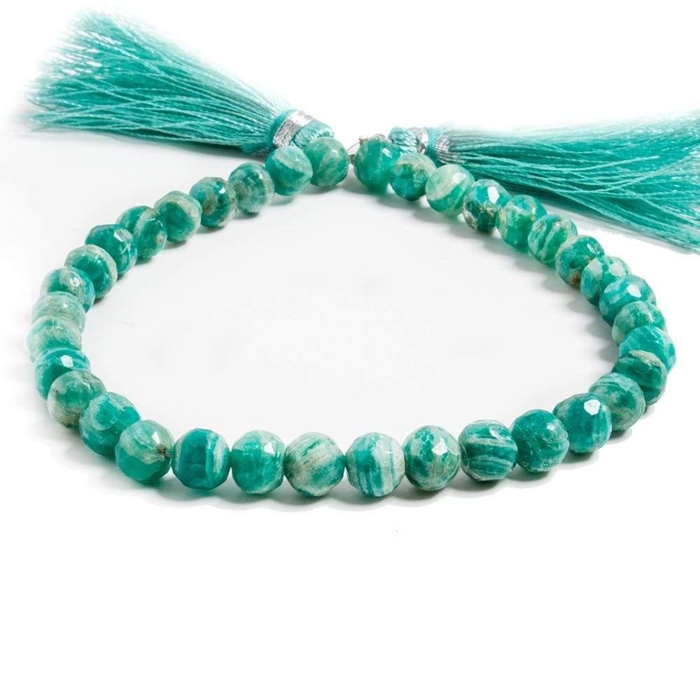 7-7.5mm Russian Amazonite faceted round beads 8 inch 29 pieces - The Bead Traders