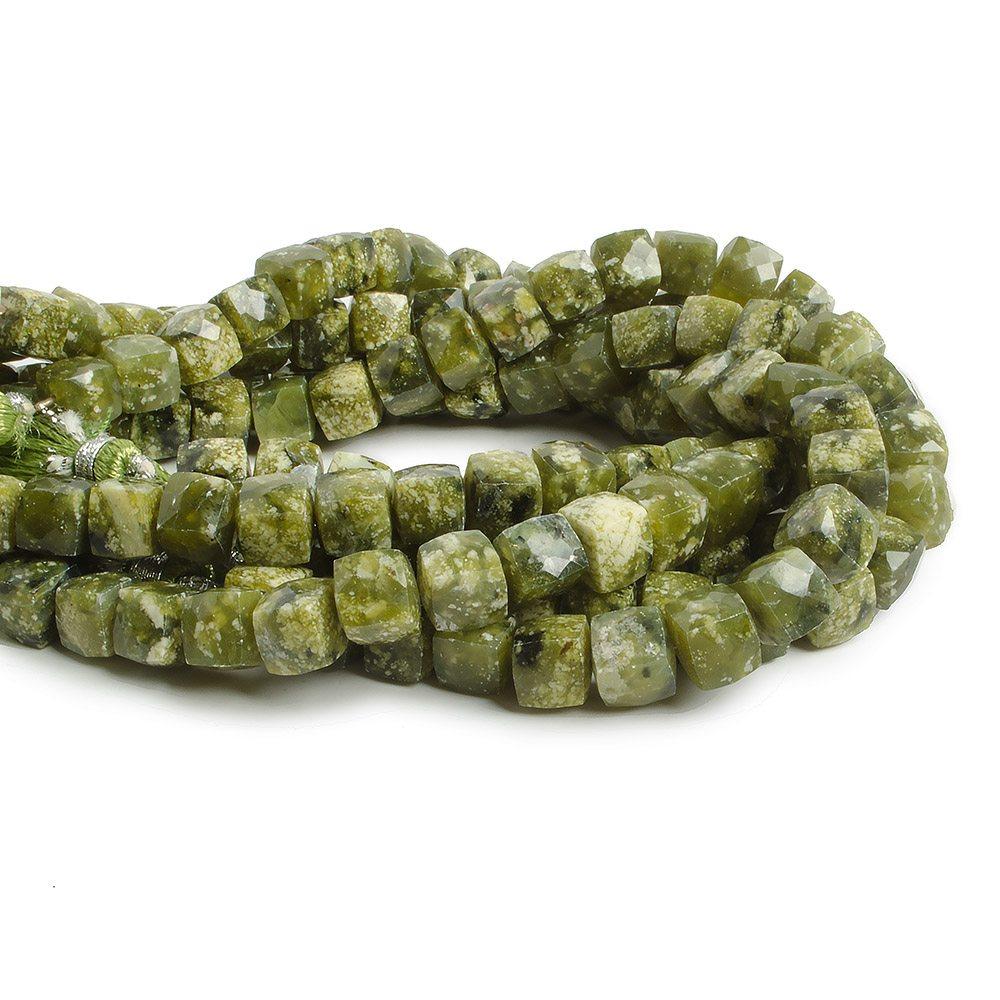 7-7.5mm Serpentine Faceted Cube Beads 7.5 inch 29 pieces - The Bead Traders
