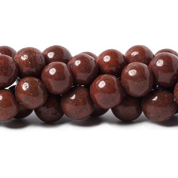 7-8.5mm Red Jasper plain rounds 47 beads 15" length - The Bead Traders