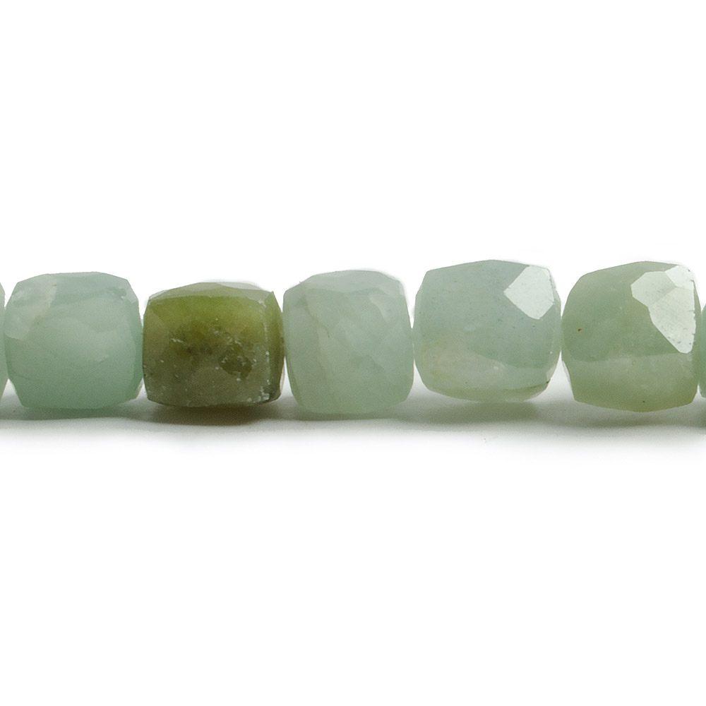 7-8mm Aquamarine Faceted Cube Beads 8 inch 26 pieces - The Bead Traders