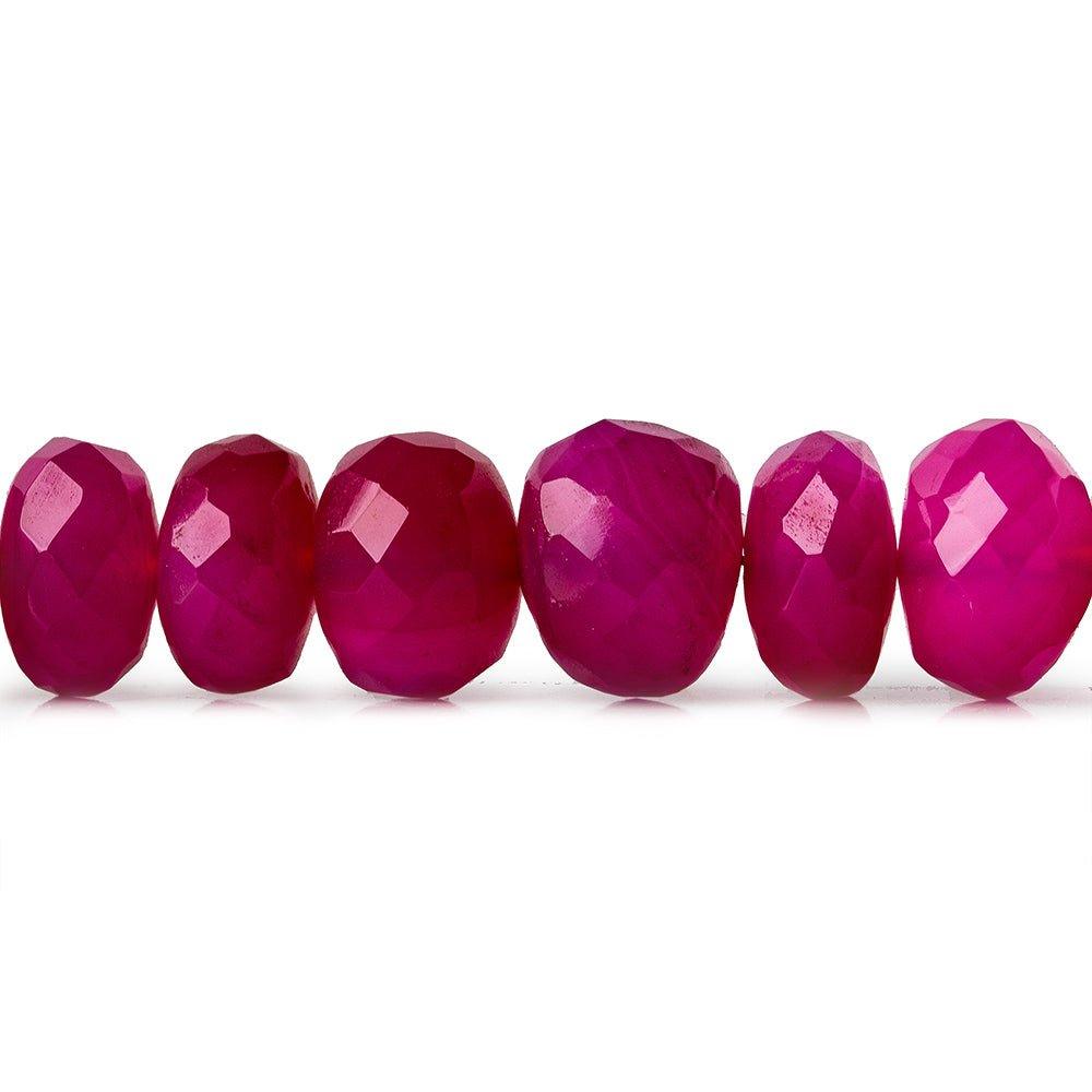 7-8mm Berry Pink Chalcedony faceted rondelle beads 8 inches 42 pcs - The Bead Traders
