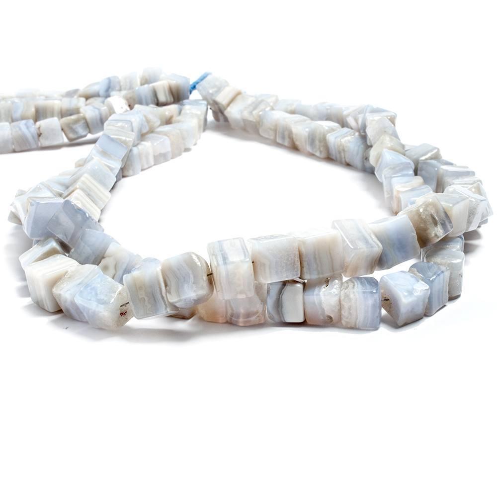 7-8mm Blue Lace Agate Plain Cube Beads 16 inches 51 pieces - The Bead Traders