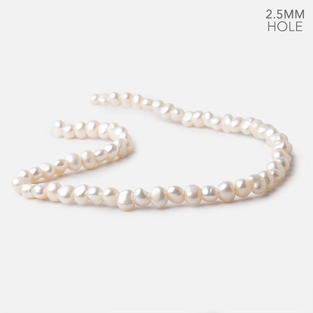 7-8mm Cream Baroque 2mm Large Hole Pearls 15 inch 63 pieces - The Bead Traders