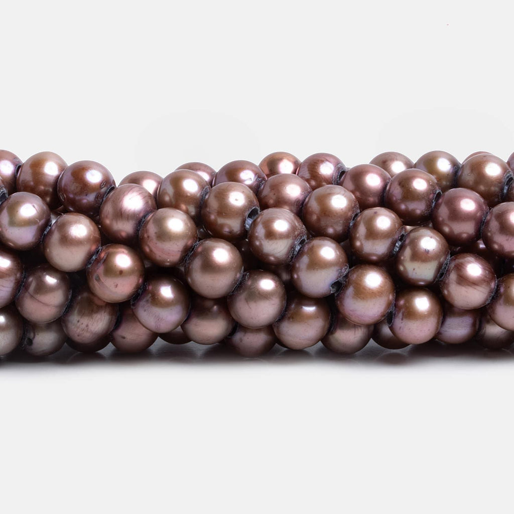 7-8mm Dark Plum Large Hole Off Round Pearls 15 inch 60 pieces - The Bead Traders