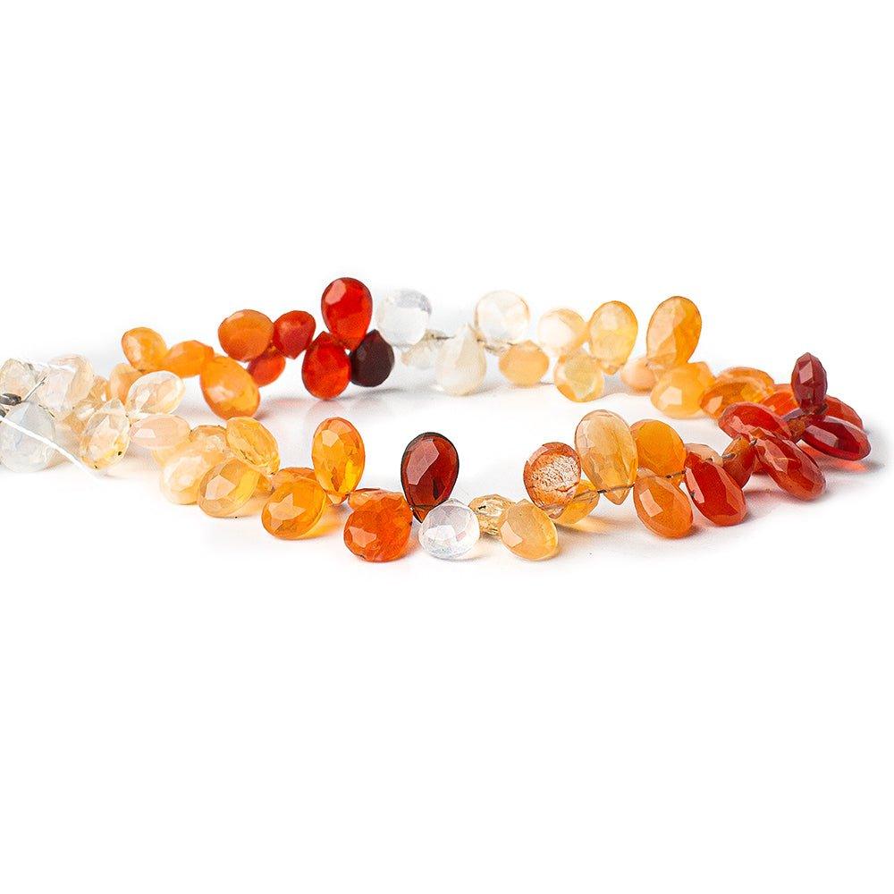 7-8mm Fire Opal Faceted Pear Beads 8 inch 66 pieces - The Bead Traders