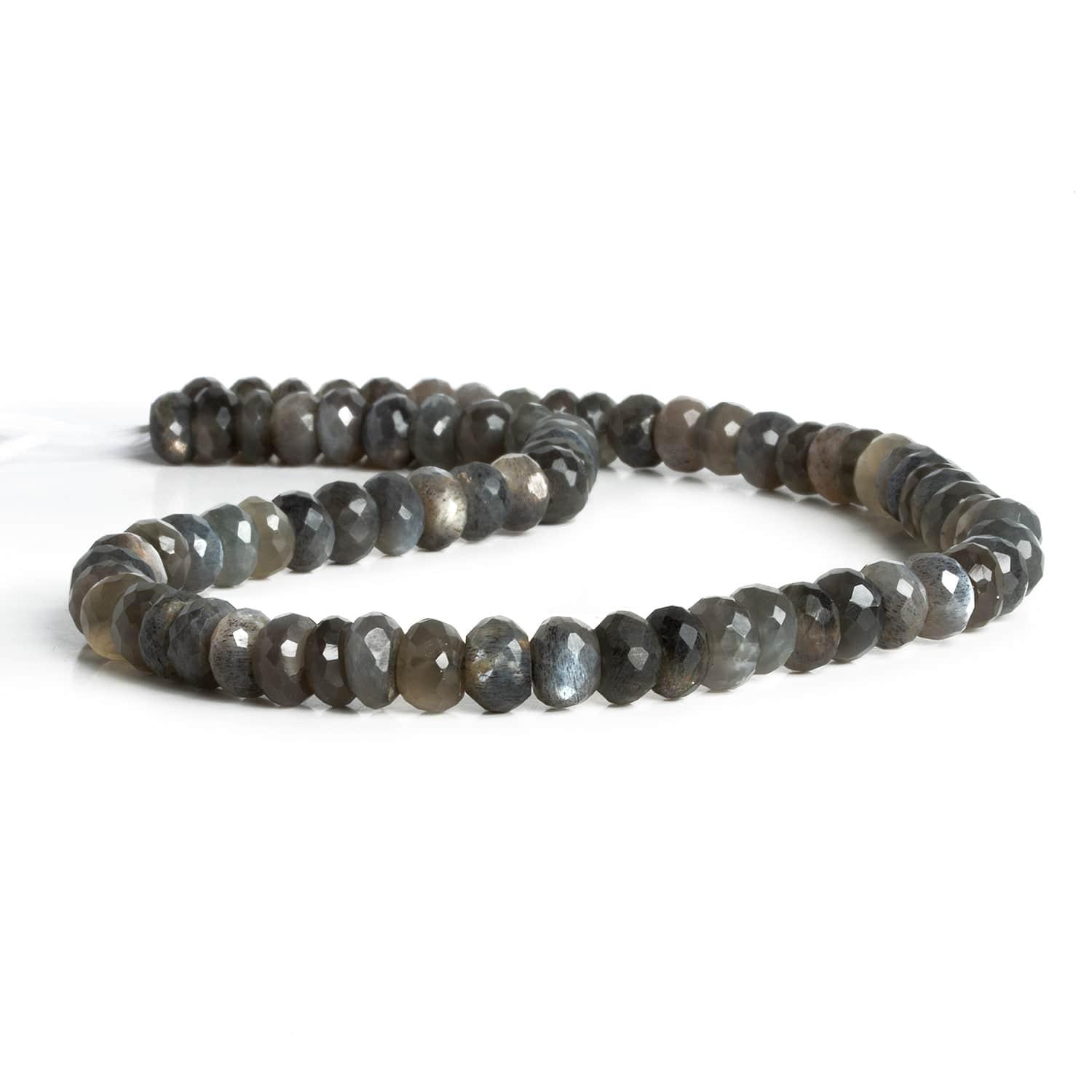 7-8mm Grey Moonstone Faceted Rondelles 13 inch 70 beads - The Bead Traders