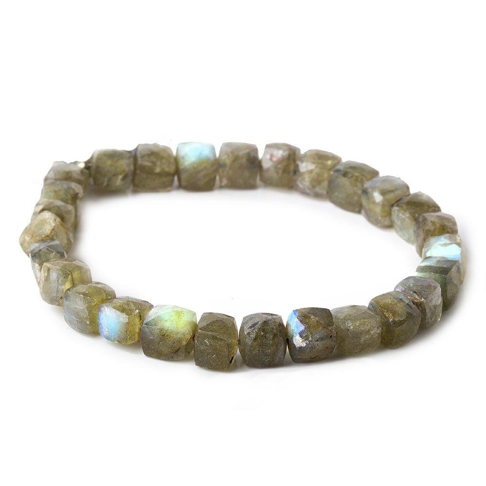 7-8mm Labradorite faceted cubes 8 inch 25 beads - The Bead Traders