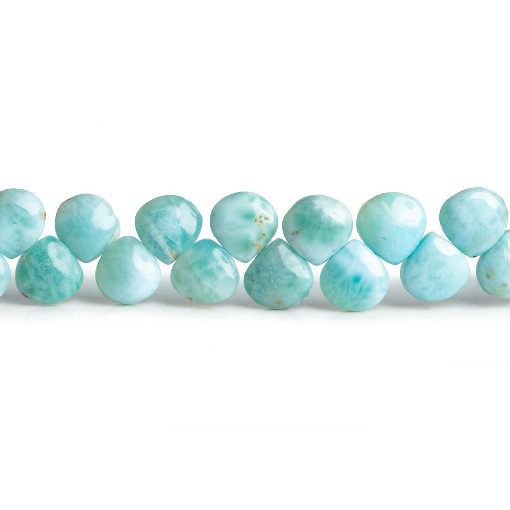 7-8mm Larimar Plain Hearts 7.5 inch 40 beads - The Bead Traders