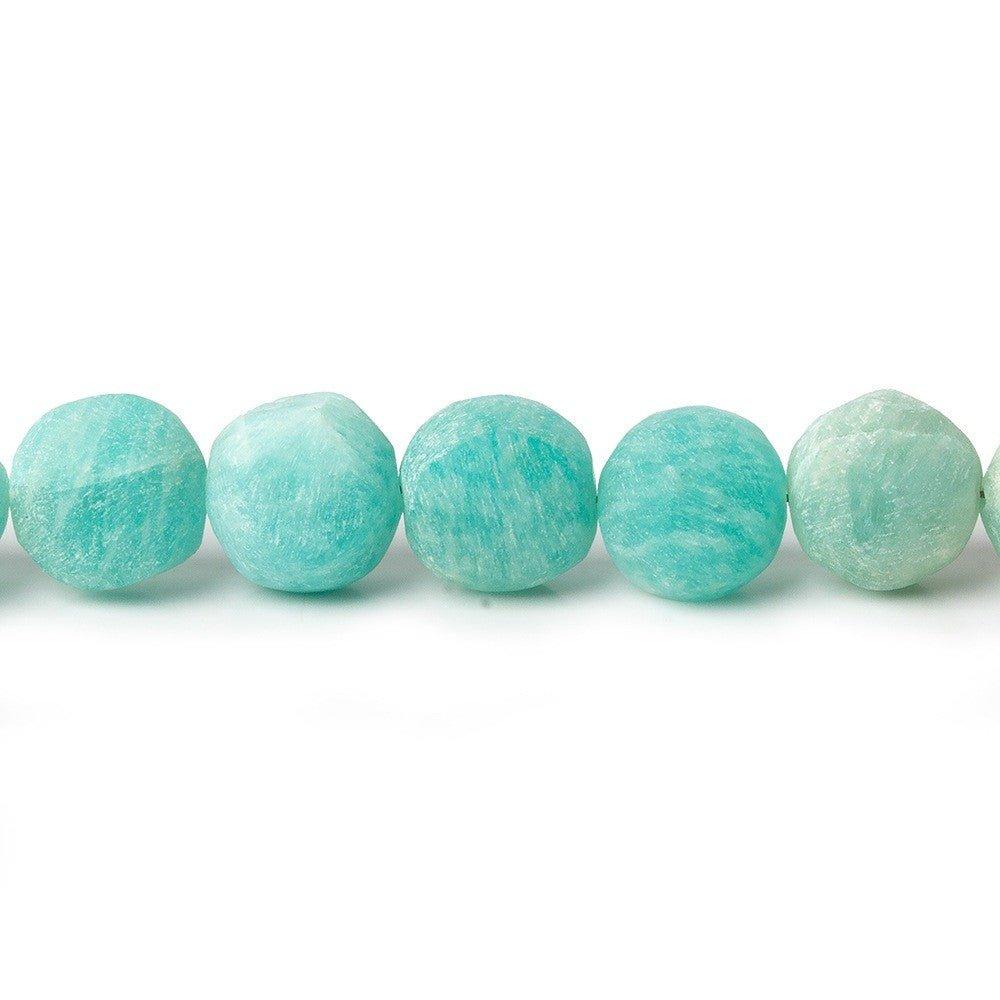 7-8mm Matte Amazonite plain coins 7.5 inch 24 beads A - The Bead Traders