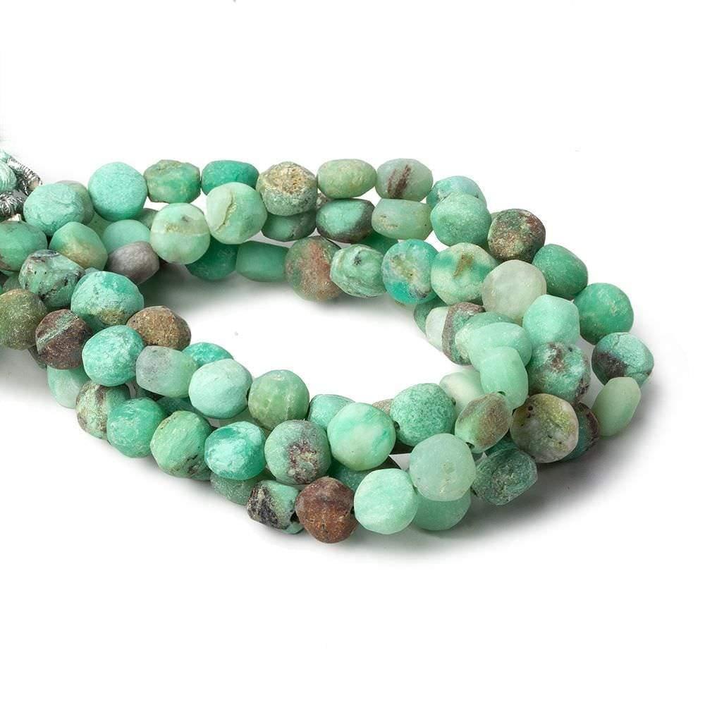 7-8mm Matte Chrysoprase & Matrix plain coins 7.5 inch 24 beads A - The Bead Traders