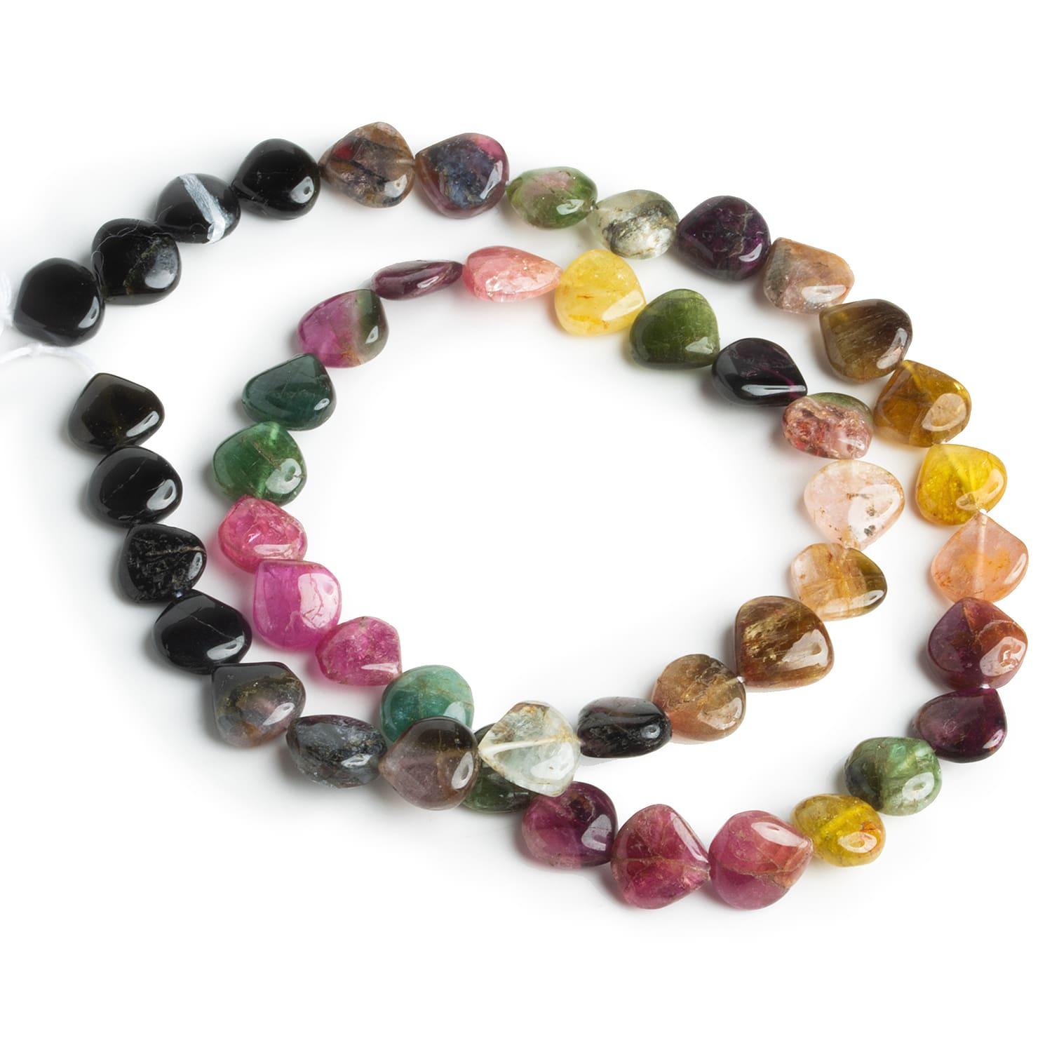 7-8mm Multi Color Tourmaline Hearts 14 inch 45 beads - The Bead Traders