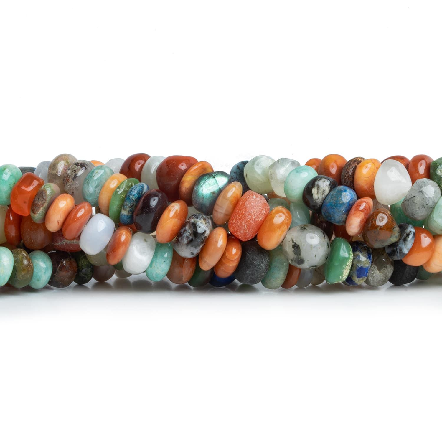 7-8mm Multi Gemstone Plain Rondelles 16 inch 85 beads - The Bead Traders