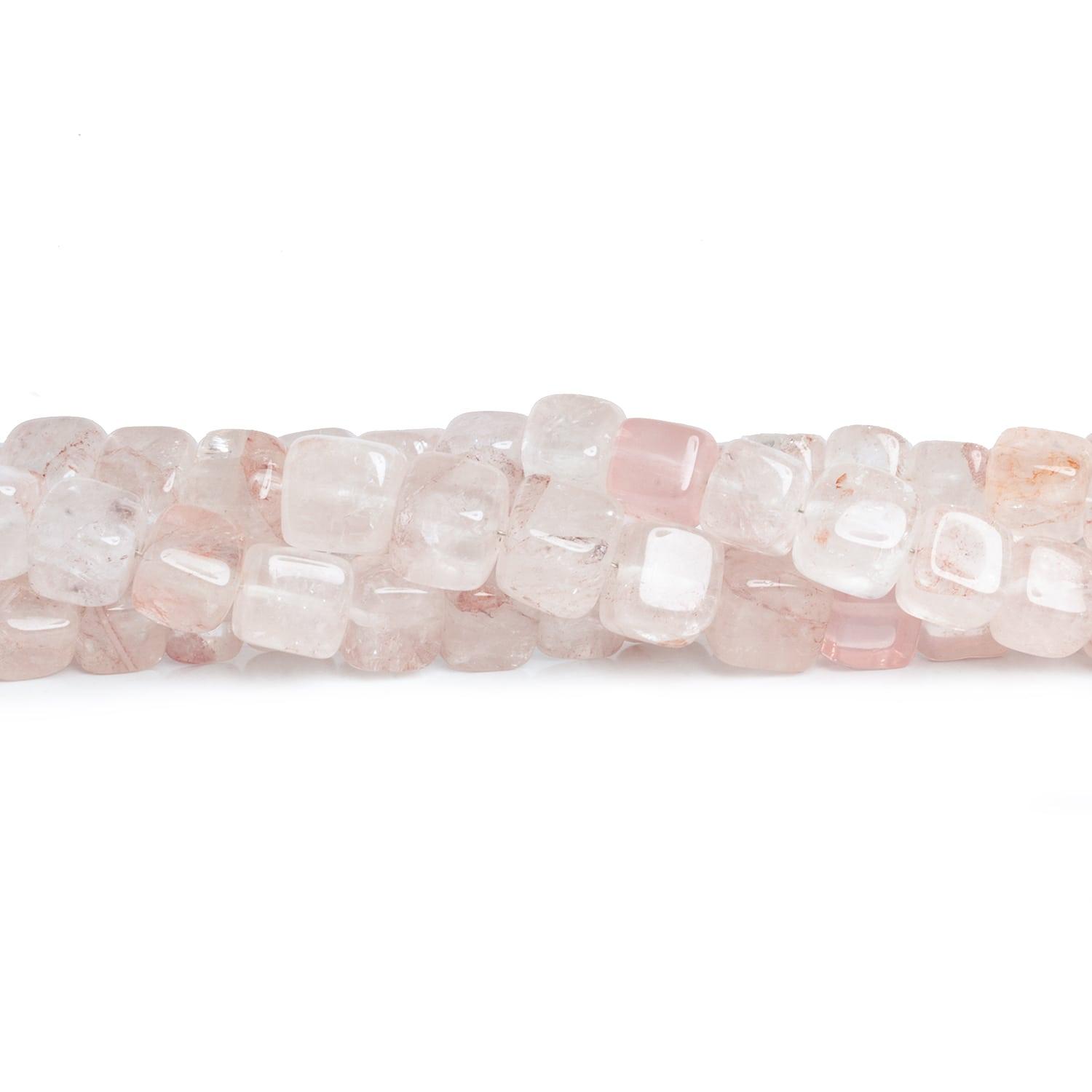 7-8mm Rose Quartz Plain Cubes 16 inch 55 beads - The Bead Traders