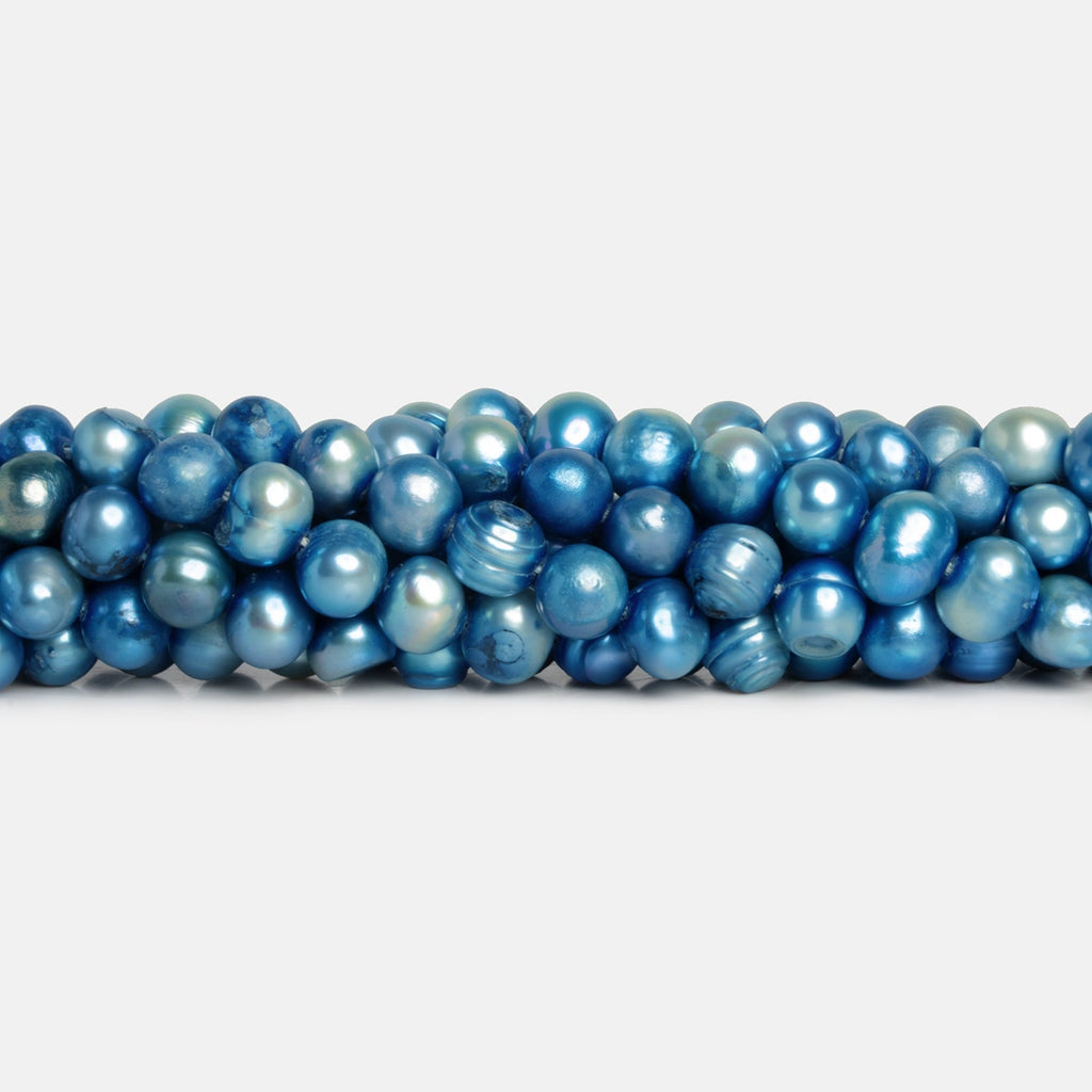 7-8mm Royal Blue Baroque Pearls 14 inch 50 beads - The Bead Traders