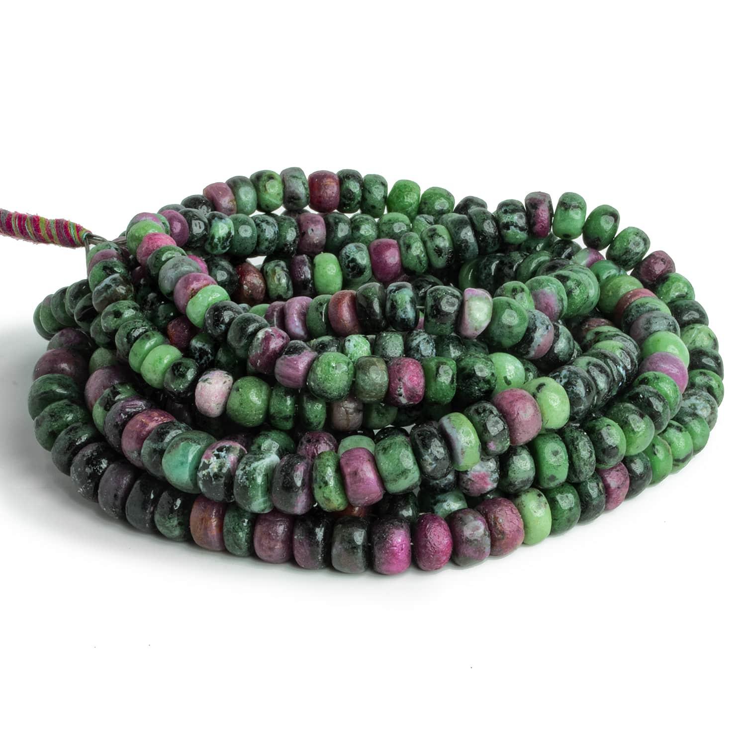 7-8mm Ruby in Zoisite Plain Rondelles 16 inch 80 beads - The Bead Traders