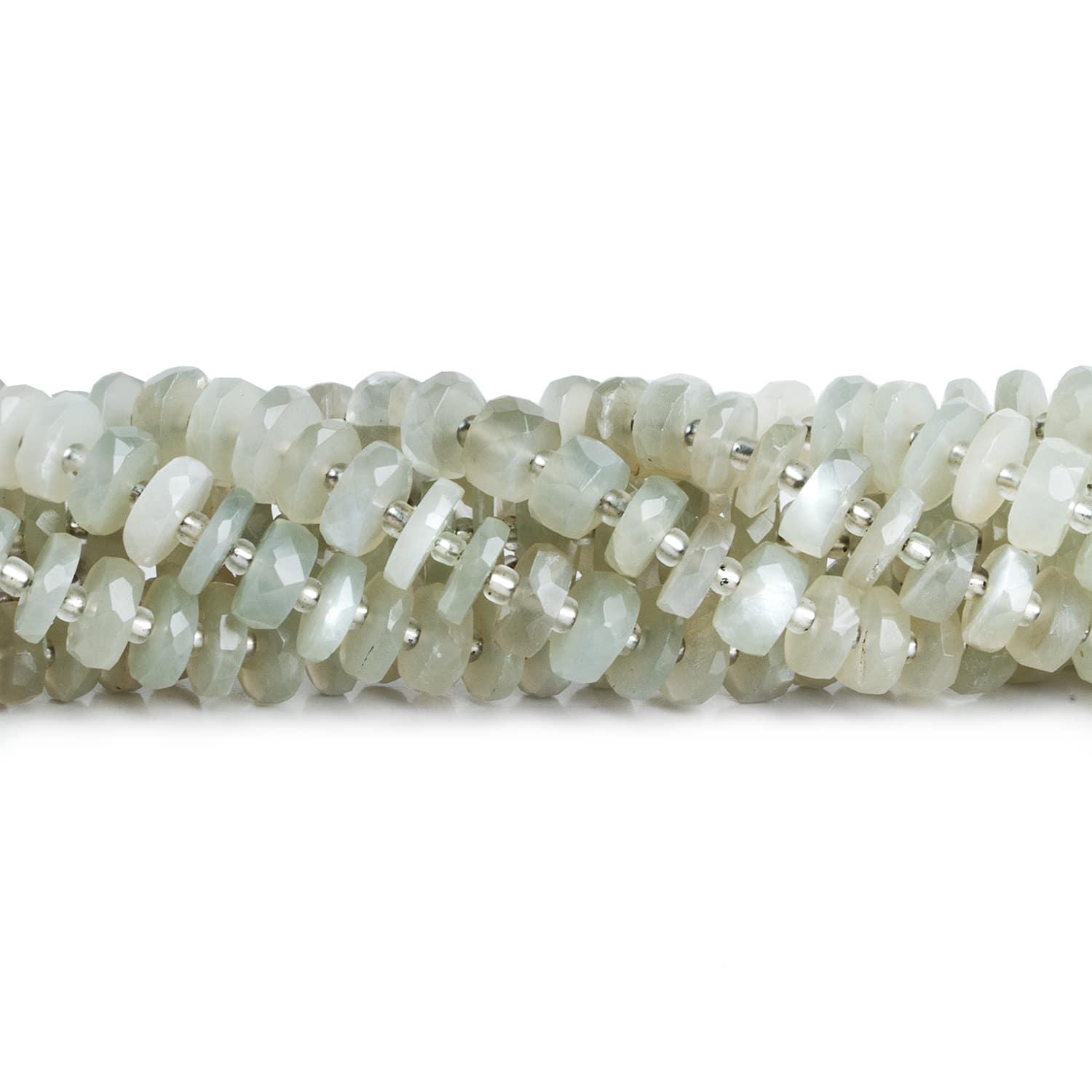 7-8mm Sage Ceylon Moonstone Faceted Rondelles 16 inch 105 beads - The Bead Traders