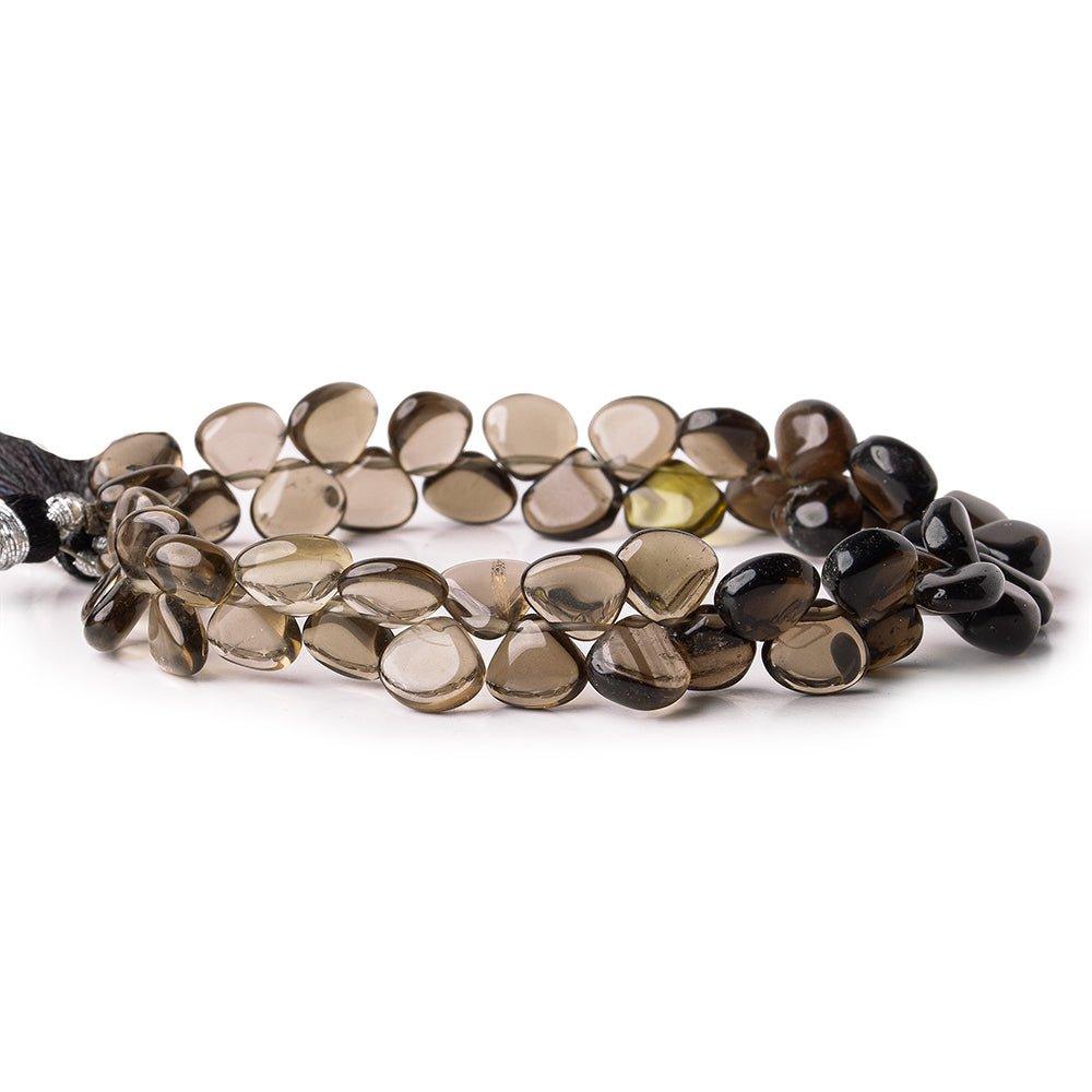 7-8mm Smoky Quartz plain heart Beads 8 inch 53 pieces - The Bead Traders