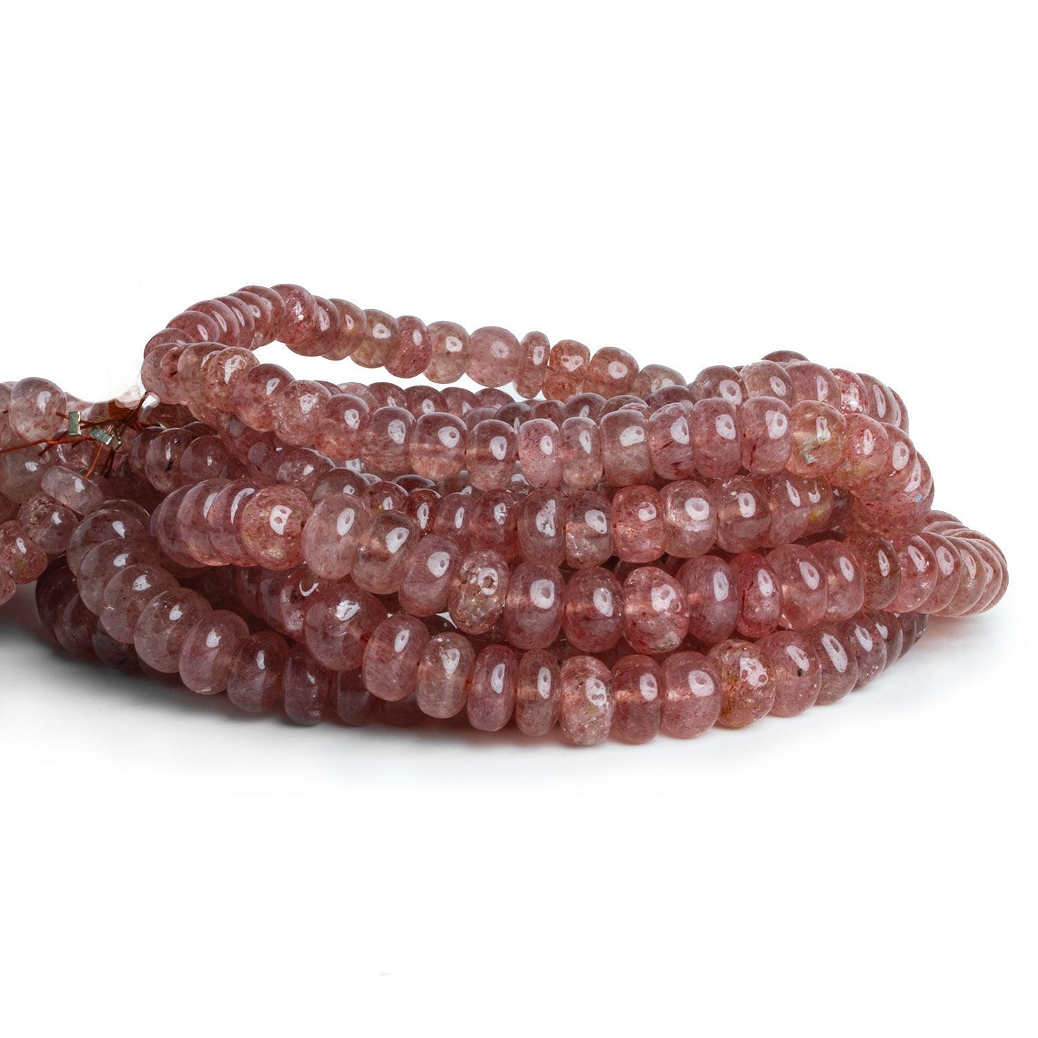 7-8mm Strawberry Quartz Plain Rondelles 16 inch 80 beads - The Bead Traders