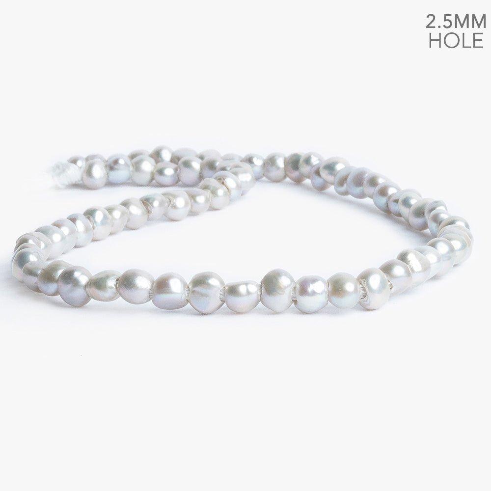 7-8mm Warm Silver Baroque Large Hole Freshwater Pearls 16 inch 67pcs - The Bead Traders