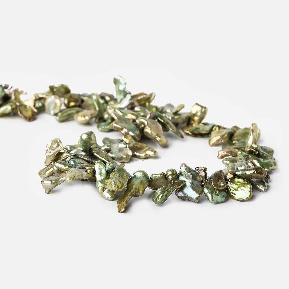 7-8mm Yellow Green Freshwater Pearl Top Drill Keshi 16 inch 72 pcs - The Bead Traders